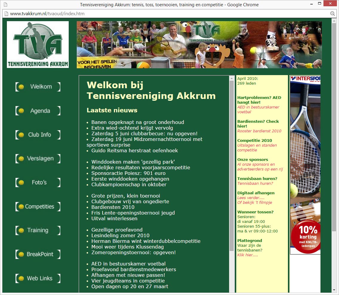 Voorpagina website TvAkkrum 2.0